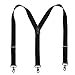 CTM Men's Elastic Solid Color Suspender with Metal Swivel Hook Clip End, Black