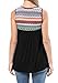 Levaca Womens Summer O Neck Ethnic Patchwork Pleated Loose Casual Tank Tops