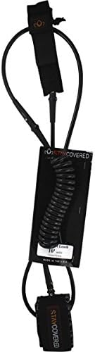 Stay Covered Hybrid Coiled / Straight Black SUP Leash - 9 ft.