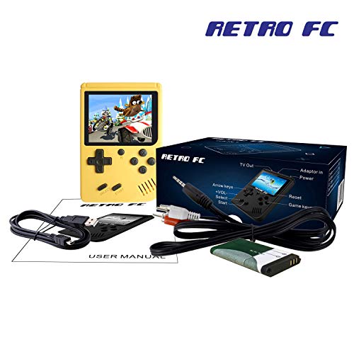 Chilartalent Handheld Games Console for Kids Adults - Retro Video Games Consoles 3 inch Screen 168 Classic Games 8 Bit Game Player with AV Cable Can Play on TV (Yellow)