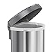 simplehuman 45 Liter / 12 Gallon Semi-Round Sensor Automatic Trash Can, Brushed Stainless Steel with Grey Plastic Lid