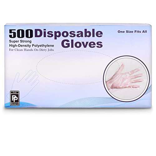Disposable Poly Gloves, One Size Fits All, 500 ct, Great for Food Preparation, Latex Free, BPA Free