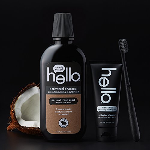 Hello Activated Charcoal Extra Freshening Mouthwash, Natural Fresh Mint and Coconut Oil, Fluoride Free, Alcohol Free… - Image 3