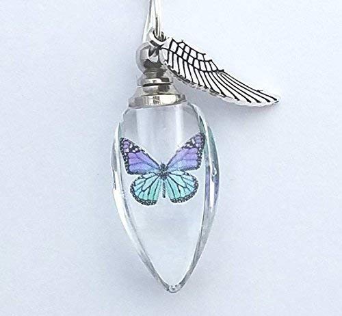 Cremation Urn Bead Butterfly Angel Wing Sympathy Gift Sterling Silver Necklace