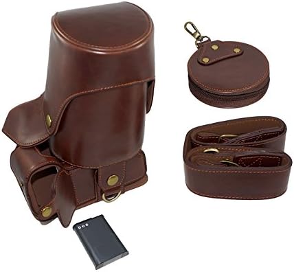 Full Protection Bottom Opening Version Protective PU Leather Camera Case Bag with Tripod Design Compatible For Canon EOS 700D with Shoulder Neck Strap Belt and Storage Card Case Dark Brown