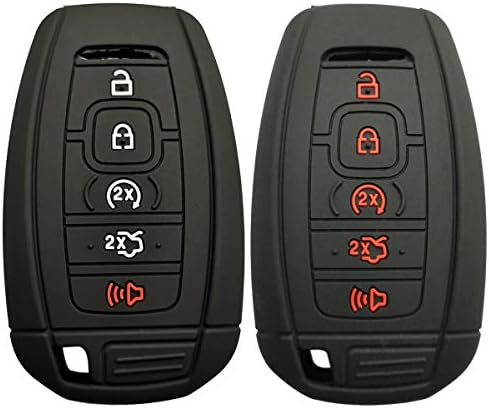 Coolbestda 2Pcs Silicone 5Buttons Smart Key Fob Remote Case Protector Holder Skin Jacket Accessories for 2017 2018 2019 Lincoln Navigator MKC MKZ Continental MKX M3N-A2C940780