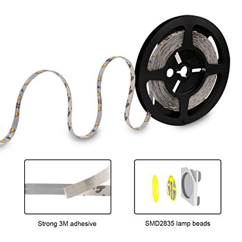 LED Strip Lights NEW VERSION 600Leds Cool White 6000K IP65 Waterproof Led Light Strips DC12V Strip of Led Lights SMD2835 16.4 Ft Flexible light strips DIY Decoration Outdoor with 12V 5A Power Suppy