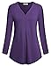Women 3 4 roll up sleeve Tops,Nandashe V Neck Plus Size Shirts Blouses Purple XL