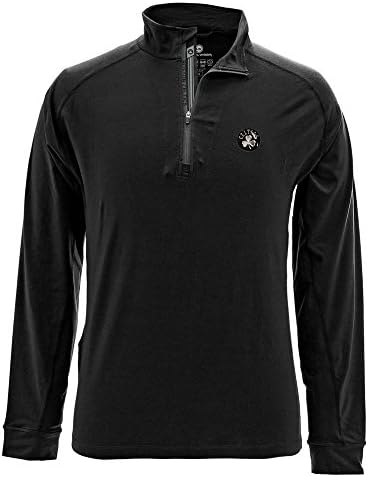 NBA Boston Celtics Adult Men Peak Insignia Banner Stripe Quarter Zip Mid-Layer, Medium, Black