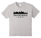 Kids Sacramento California Skyline Retro Style T-Shirt 4 Silver