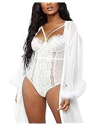 Aranmei - Lencería sexy de encaje con cierre de clip para mujer