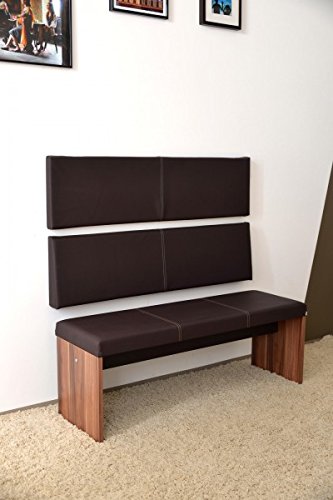 Set: S Wandkissen + Keil-Wandkissen mit Montage-Set 115 x 30 cm braun Kunstleder