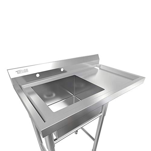 Bonnlo Commercial Stainless Steel Sink with Drainboard Heavy Duty Landry Sink Utility Tub for Outdoor, Laundry Room, Workshop, Basement, Garage, Kitchen（Tube Size: 18"L x 15.8" W x 8.8"D） - Thumbnail 5