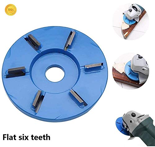 Six Teeth Power Wood Carving Disc Tool Milling Cutter, Woodworking Turbo Tea Tray Digging Wood Carving Disc Tool Milling Cutter for 16mm Aperture Angle Grinder Blue