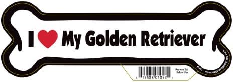 7" Dog Bone Magnet - Works Great on Cars, Refrigerators, Mailboxes and More (I Love My Golden Retriever)