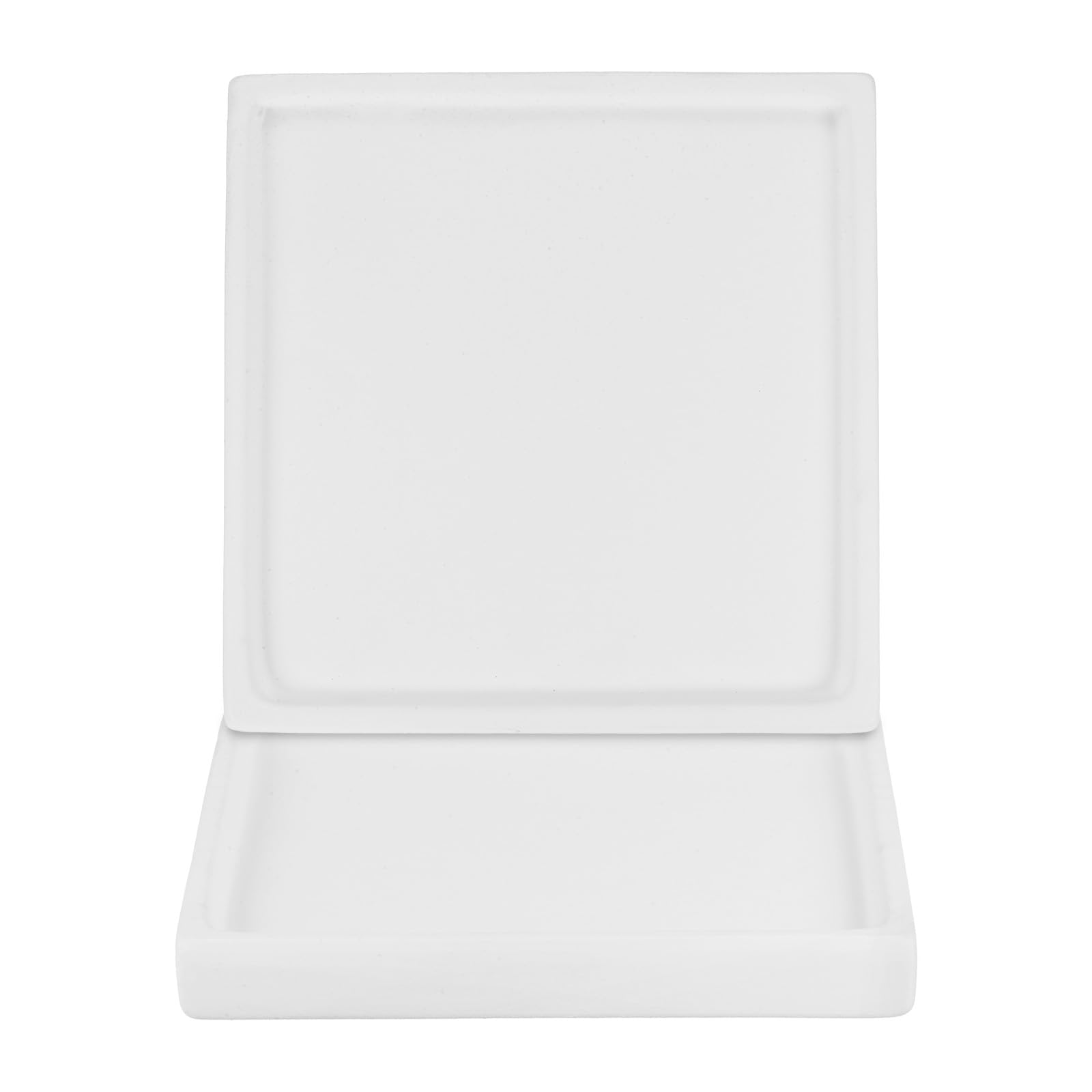 M METERXITY 2-Pack Ceramic Plant Saucer, 5 Inch Plant Water Catcher Tray, Plant Pot Saucers for Indoor/Outdoor Plants/Flower Drainage Drip Water Tray [Square White]