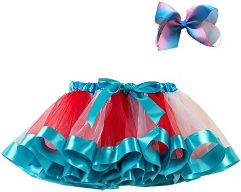 AOVCLKID Unicorn Costumes Little Girls Layered Ballet Tulle Rainbow Tutu Skirt with Colorful Hair Bows