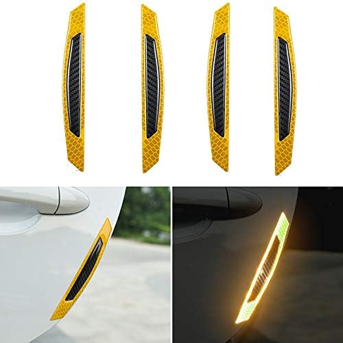 4 Trailer Reflector Car Reflective Self Adhesive Safety Warning Conspicuity Tape,Waterproof Honeycomb Reflective Tape Band Stickers for Truck Auto Door Edge Protector Guards Accessories (Yellow Black)