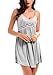 Women Lace Lingerie Sleepwear Chemises V-Neck Full Slip Babydoll Nightgown Dress Gray XL