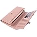 Damara Women Long Faux Leather Bifold Large Bow Design Wallet Handbag,Apricot