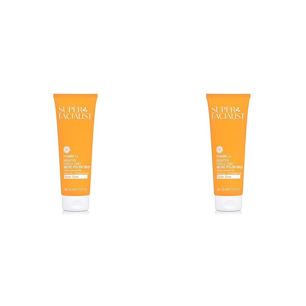Super Facialist - Vitamin C + Brighten Gentle Daily Micro Polish Wash, Face Wash for Removing Dead Cells & Daily Impurities with Biodegradable Micro Beads, Vegan Friendly, 125ml (Pack of 2)