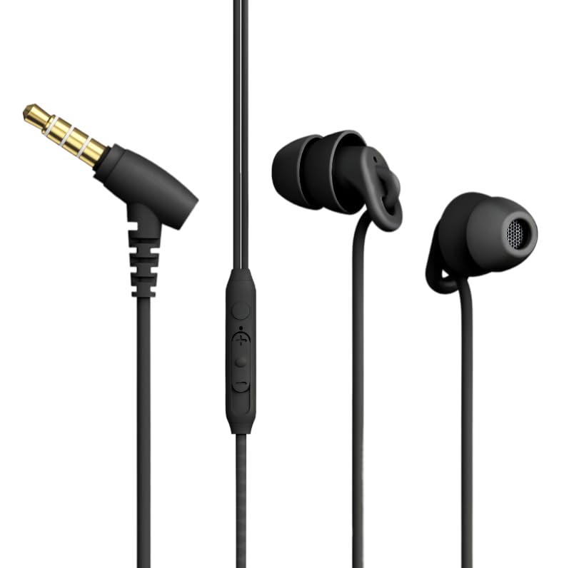 Sleep Earbuds, Comfortable Soft Lightweight Wired Earbuds for Small ear Canal, Noise Cancelling In-Ear Sleep Earphones with Mic Volume Control for Insomnia Snoring Meditation (3.5MM Black) — image 1