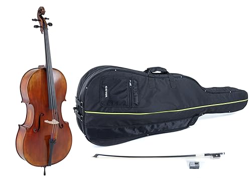 GEWA Cello, Cellogarnitur Serie Maestro 2 VC4-3/4 Spielfertig inkl. Tasche, Carbon Bogen und Larsen Aurora Saiten