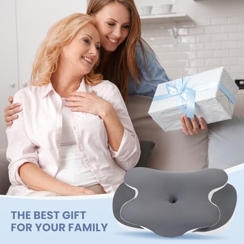 A-Pce Memory Foam Pillow for Neck and Shoulder Pain–Orthopedic Cervical Pillow,Queen Size 65*39CM, Medium Firm Support,Removable & Machine Washable Ice Silk Cover for Side/Back/Stomach Sleepers–Gray