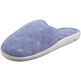 Isotoner Women's Terry Embroidered Scalloped Clog, Periwinkle, (LG)8.5-9 M US