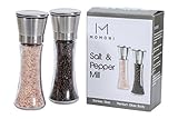 MOMONI Premium Stainless Steel Salt and Pepper Grinder Set - Elegant Salt and Pepper Mill - Adjustable Ceramic Rotor, from Coarse to Fine