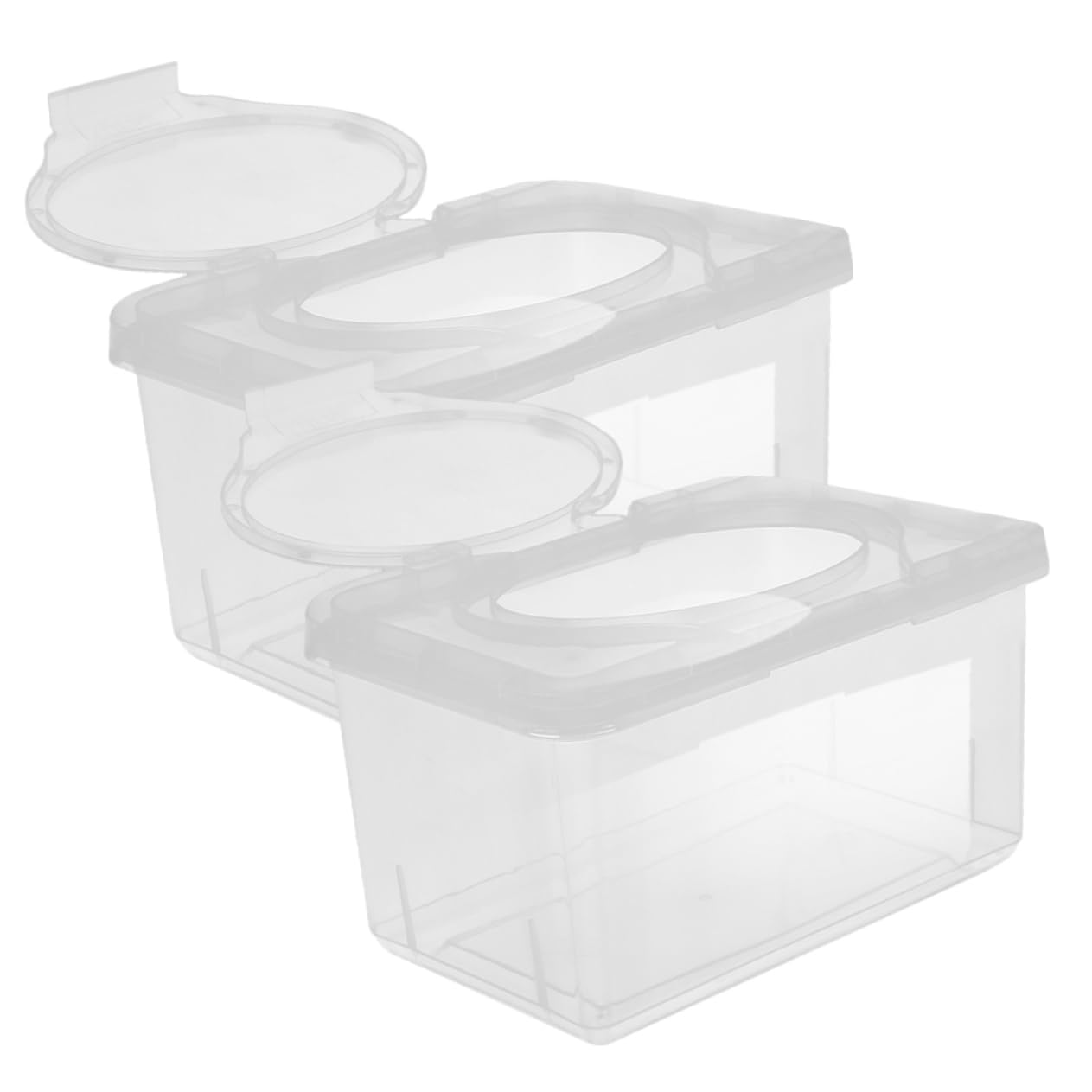 Photo 1 of 2pcs Baby Wipes Dispenser Refillable Wipe Container Sealing Design Keeps Wipes Fresh Easy Open Close Ideal Nursery Home Use Baby Wipe Holder Lids