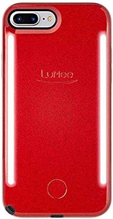 LuMee Duo Phone Case, Red Glitter | Front & Back LED Lighting, Variable Dimmer | Shock Absorption, Bumper Case, Selfie Phone Case | iPhone 8+ / iPhone 7+ / iPhone 6s+ / iPhone 6+