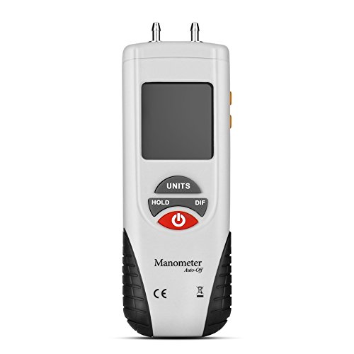 Flexzion Manometer Pressure Measurement, Professional Digital Air Pressure Meter & Manometer to Measure Gauge & Differential Pressure Gauge HVAC Gas Pressure Tester