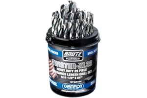 Champion TWISTER-XL28 29 Piece Twist Brute Plat XL28 HSS 1/16" thru 1/2" x 64ths Mechanic Len Drill Set