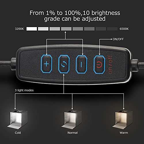 Shywall Portable Photo Light Box，12” x 12” 10 Gears Light Level Mini Photo Studio Box Foldable Product Photography Light Tent kit for External Photography, Small Handicrafts