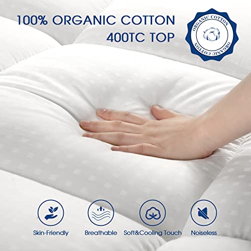 King Size Mattress Topper for Back Pain Extra Thick Cooling 400TC