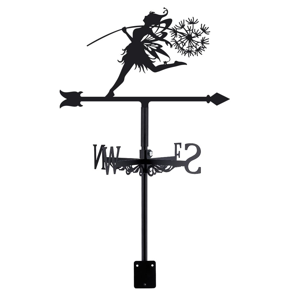 SUPERDANT Fairy Dandelion Weather Vane Fairy Weather Vanes for Sheds Metal Wind Vanes Weathervanes Wind Direction Indicator for Farmhouse Outdoor Garden Lawn Roof Paddock Decoration