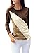 Allegra K Women Round Neck Long Sleeves Color Block T-Shirt