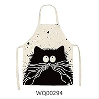 ZYCAB Cute Cartoon Cat Printed Kitchen Apron Waterproof Cotton Linen Cleaning Household Tools WQ00294 Adult 68x49cm