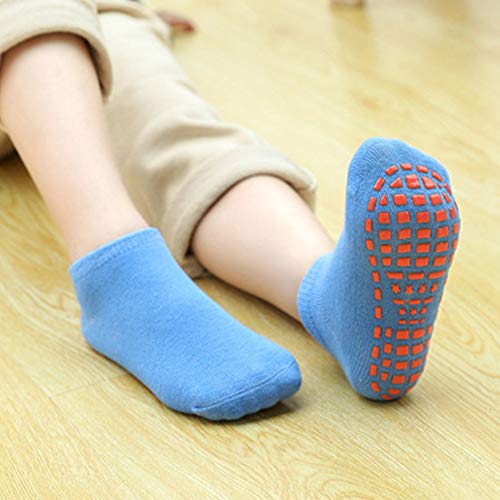 Esaroll Toddler Socks Boys with Grips 2t 3t 4t 5t Non Slip Trampoline Socks for Kids Black Navy Blue