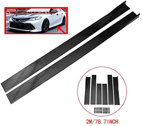 ZEEOS Universal Carbon Fiber Look Side Skirts Extension Rocker Panel Splitter For Infiniti,HONDA,Nissan,Toyota,etc.Length 2M/78.7inch