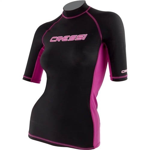 Lady Short Sleeve Rash Guard - Blk/Pink [L]