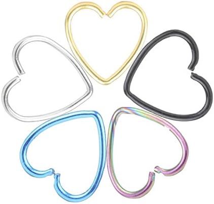 FB 18G 316L Surgical Steel Heart Shape Earring Nose Hoop Nose Rings Cartilage Earring Body Piercing Jewelry
