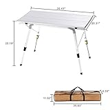 CampLand Aluminum Height Adjustable Folding Table Camping Outdoor Lightweight for Camping, Beach, Backyards, BBQ, Party and Picnic