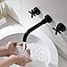 HANEBATH Wall Mount Bathroom Sink Faucet,Cross Handle Basin Faucet Rough in Valve Included,Matte Black