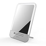 Abody Portable LED Lighted Tabletop Makeup Mirror, Smart Touch Settings Rechargeable Cosmetic Mirror Adjustable Light