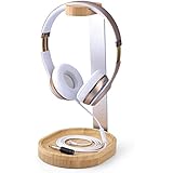 Avantree Universal Wooden &amp; Aluminum Headphone Stand Hanger with Cable Holder for Sony, Bose, Shure, Jabra, JBL, AKG, Gaming Headset and Earphone Display [2 Year Warranty]