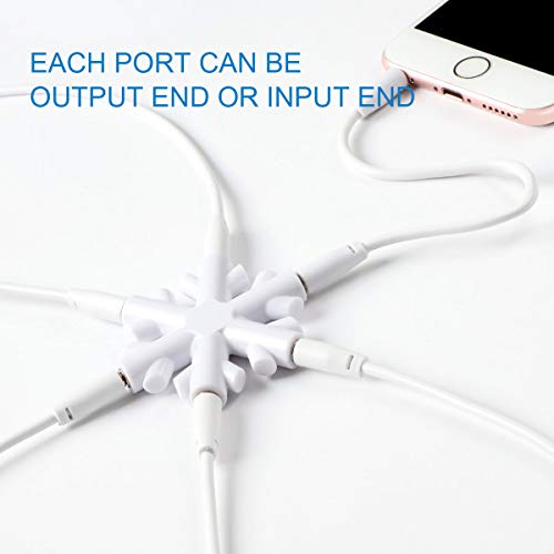 Répartiteur Audio 1 à 5, Adaptateur de Casque, AMIGIK Multiprise Jack 3,5 mm Flocon de Neige - Partage de Musique séparateur écouteurs pour téléphone Portable Tablette PC MP3 / MP4 (Pack de 2)