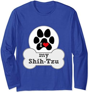 Unisex I love my Shih Tzu Paw T-Shirt - Dog Lover Tee - Long Sleeve XL: Royal Blue