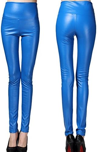 iRachel Womens Faux Leather High Waisted Leggings Fleece Trousers Pencil Pants